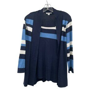 The TOG Shop Womens Striped Cardigan Set Lightweight Navy/Multi Size Large